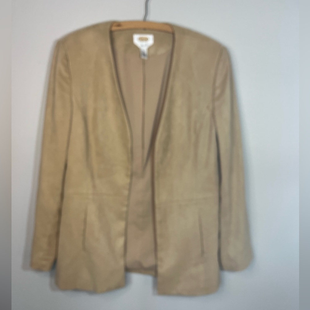 Talbots Faux Suede Stretchy Washable Buttonless Women’s Blazer Size 10